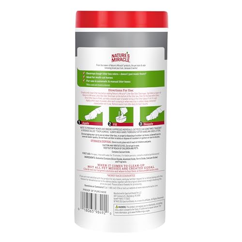 Nature's Miracle Litter Box Deodorizer, 20 Ounces, Litter Deodorizing Powder, Cat Odor Control Formula