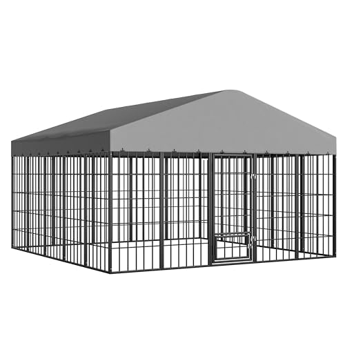 10x10FT Large Outdoor Thickened Dog Kennel, Heavy-Duty Modular Dog Cage with Roof Dog Kennel Outside with Double Doors & Weatherproof UV-Resistant Cover Dog Easy Assembly Enclosure for Patio,Garden