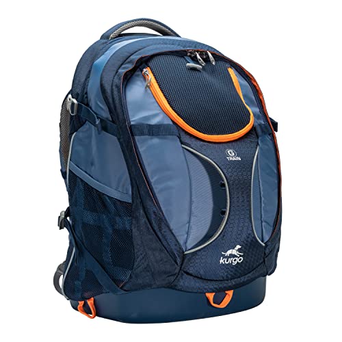 Kurgo G-Train Dog Carrier Backpack - Comfortable Travel Bag for Pets Up to 25 lbs - Waterproof Bottom - Multi-Compartment Pack - Dog Hiking Gear - Rugged Adventure Backpack - Navy Blue