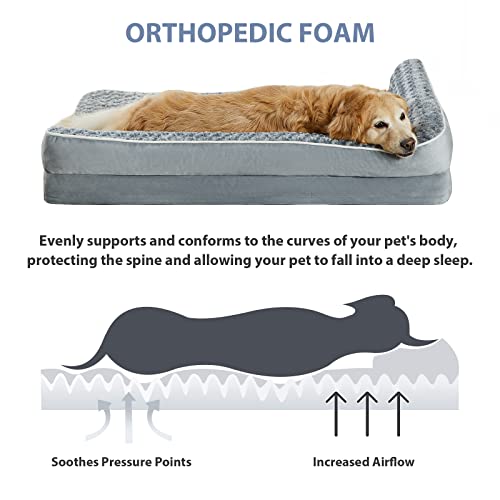 BFPETHOME Orthopedic Dog Beds for Large Dogs-Waterproof Sofa Dog Bed with Removable Washable Cover, Big Pet Bed with Waterproof Lining and Nonskid Bottom,Pet Bed for Large Dogs