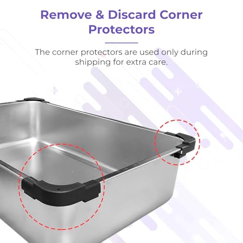 iPrimio XL Stainless Steel Litter Box with Lid - High-Sided Metal Litter Box with Enclosure for Big Cats - Easy to Clean, Rust-Resistant, and Durable - Never Absorbs Odors - 23.5 x 15.5 x 6 in