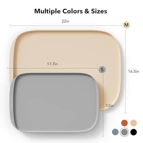 PETLIBRO Dog Food Mat, Safety Silicone Cat Food Mat for Feeder & Fountain, Waterproof Dog Bowl Mat, Raised Edge Spill Protection Floor, Cove Feeding Mat for AF005, AF103 Single Tray, AF203 Single Tray