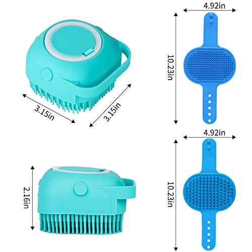 Comotech 6PCS Dog Bath Brush & Dog Toothbrush | Adjustable Handle Shampoo Brush & Scrubber for Short & Long Haired Dogs & Cats | Effectively Solve Odor & Stain Removal Problems (Blue Blue Blue.)
