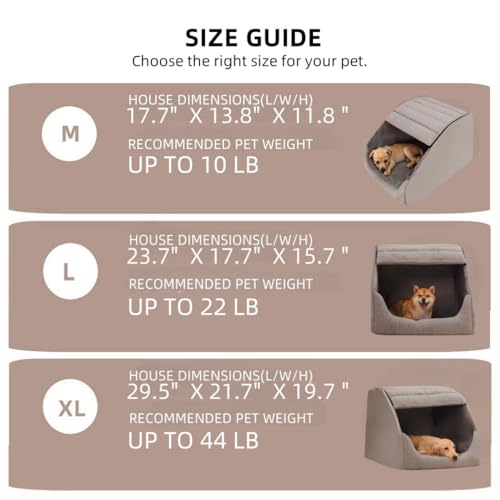Extra Large Dog Bed House, Cozy Dog House Indoor, Memory Sponge, Plush Dog Cave Bed Crate Cushion with Non-Slip Bottom for Medium Large Dogs (Grey, L)