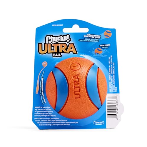 Chuckit! Ultra Ball Dog Toy - Size Large - For Dogs 60-100 lbs - Made from Durable Rubber - Super Bouncy - Floats in Water - 3-inch Diameter - Pack of 1