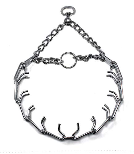 Herm Sprenger Prong Dog Training Collar, 22in x 3.0mm (Neck Size up to 18in) Medium, Ultra-Plus Chrome Plated Steel Pet Pinch Anti Pull Collar for Dogs Made in Germany