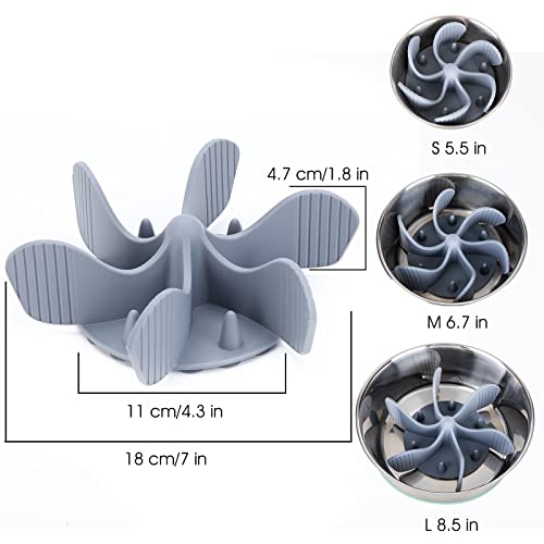 Keegud Slow Feeder Dog Bowls Insert [Octopus Suction Cups] Super Firm Slow Eating Dog Bowl [Cuttable] for Large Breed and Medium Size Dog Compatible with Regular and Elevated Dog Bowls (Spiral)