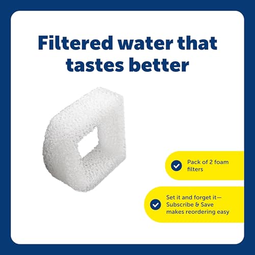 PetSafe Drinkwell Replacement Foam Filters - Compatible with PetSafe Ceramic and Stainless Steel Pet Fountains for Water Dispensers, 2 Pack (PAC00-13711)