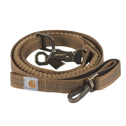 Carhartt Pet Durable Nylon Webbing Shock Absorbing Leash for Dogs, Reflective Stitching for Visibility, Carhartt Brown (Shock Absorbing), Large