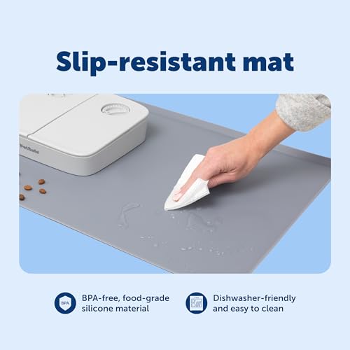 PetSafe Fountain and Feeder Mat, for Dogs and Cats, Silicone Food and Water Placemat, 26 in X 16 in, Waterproof, Dishwasher Safe, Pet Food Mat with Lip