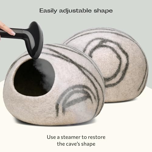 MEOWFIA Cat Cave – Premium Felt Cat Bed for Indoor Cats, Handmade Merino Wool (Light Gray, Medium)