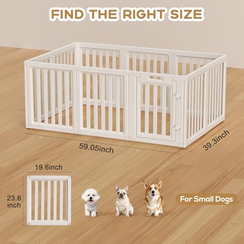 LoveTail Dog Playpen, Clear Dog Pen, Dog Pen Indoor, Easy to Install and Remove Dog Play Pen, Puppy Playpen Suitable for Dogs, Cats,Dog Playpen Indoor (White, 23.6 inch Height, 10 Panels)