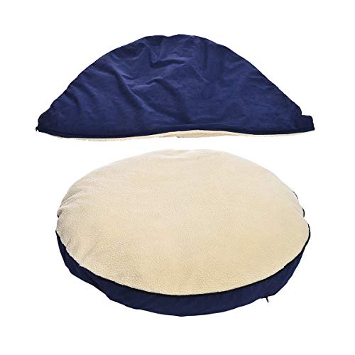AmazonBasics Pet Cave Bed for Dogs and Cats, with Removable Nesting Cave Cover, Fits up to 30lbs Pets, 35 x 35 x 13 inches, Blue