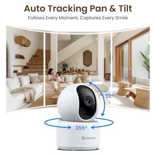 GALAYOU 2K Indoor Cameras for Home Security-Baby/Pet/Dog/Cat Monitor with Phone APP, Wi-Fi Camera with 360° PTZ, Wired Plug, Two-Way Talk Nanny Cam, Easy Set Up, 24/7 TF Card&Cloud Storage, G2 4Pack