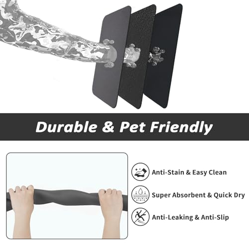 HotLive Dog Food Mat - Absorbent Cat Mat for Food and Water, No Stains Pet Feeding Bowl Mat, Easy to Clean Pet Placemats, Quick Dry Dog Water Dispenser Mat for Messy Drinkers | Dark Grey 12"x 19"