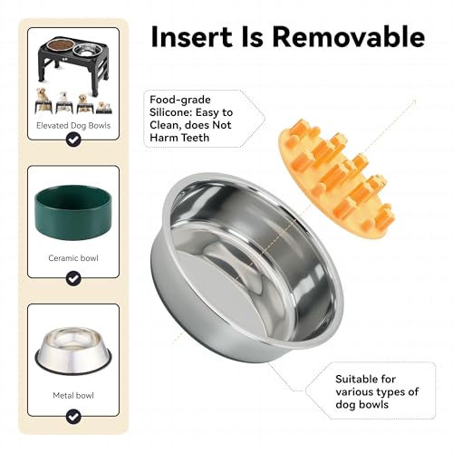 Slow Feeder Insert for Cat Dog Bowls, Anti-Choking Silicone with Strong Suction Cups, Fits Most Cat Bowls, Ideal for Puppy Small Medium Breeds