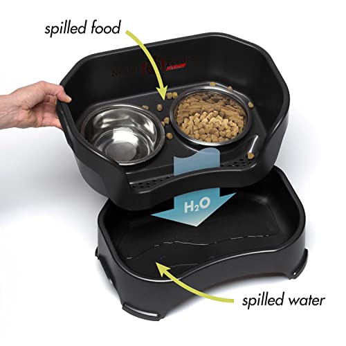 Neater Pet Brands Neater Feeder Deluxe Mess Proof Dog Bowls Elevated for Large Dogs Over 40 lbs, Made in USA, No Spill Raised Dog Food Bowl Stand Feeding Station, Food and Water Bowl Set, Black