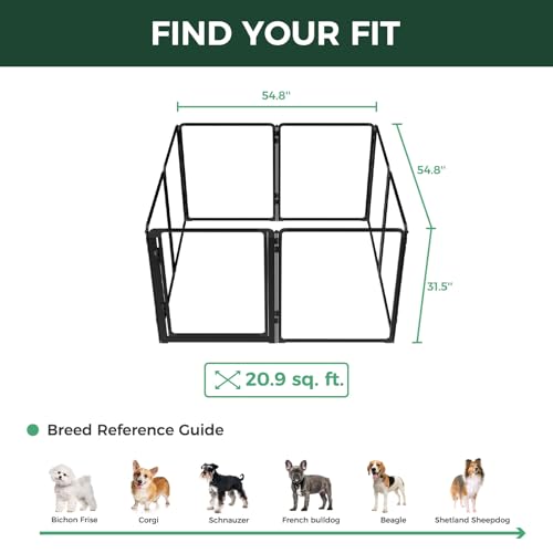 FXW AuraSpace Pro Acrylic Indoor Dog Playpen, Heavy-Duty with Metal Frame, 32" Height 8 Panels for Small and Medium Dogs, Black│Patented
