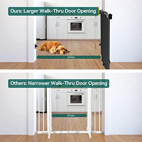 Babelio Baby Gate for Stairs, Kitchen & Doorways, No Bottom Bar| One-Handed Operation| Auto-Close| Hardware Mount (Drill Needed) Safety Dog/Pet Gate (Black - B17, 26-43" W, 28" H)