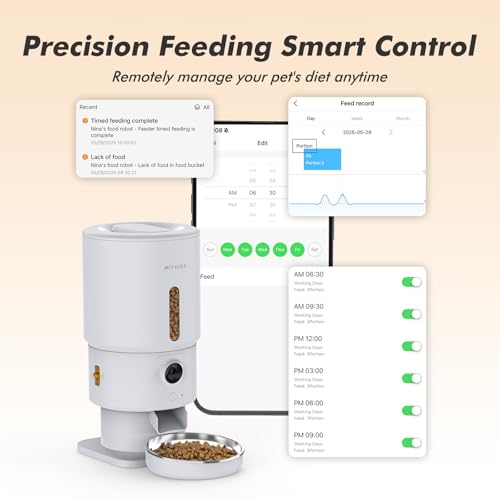 Automatic Cat Feeder with Camera - 5G WiFi Timed Cat Food Dispenser, 1080P HD Video with Night Vision, 1-15 Meals, 1-99 Portions, 2-Way Audio, Keeps Dry Food Fresh, 5L Auto Pet Feeder Also for Dogs