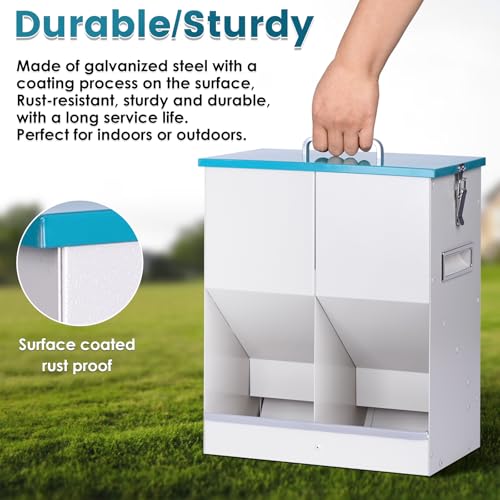 KHEARPSL Automatic Cat Feeder for 2 Cat, 42cups/10L Automatic Pet Feeder for Dogs and Cats, Multiple Cats Feeder Outdoor Large Capacity Galvanized Steel Gravity Pet Dog Dry Food Dispenser (10L)
