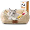 Zerbuger Rectangle Cat Dog Bed for Large Medium Small Pets Indoor Outdoor Machine Washable Sleeping Sofa Non-Slip Bottom Soft Puppy Bed Durable Orthopedic Calming Pet Cuddler (Small, Coffee)