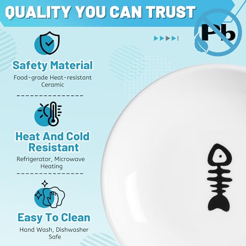 Wellbro Cat Bowls, Elevated Cat Bowl, Raised Ceramic Dish with Metal Stand, Pet Water or Food Feeding Station for Indoor Cats, Kitten, Puppies and Small Dogs, Dishwasher Safe