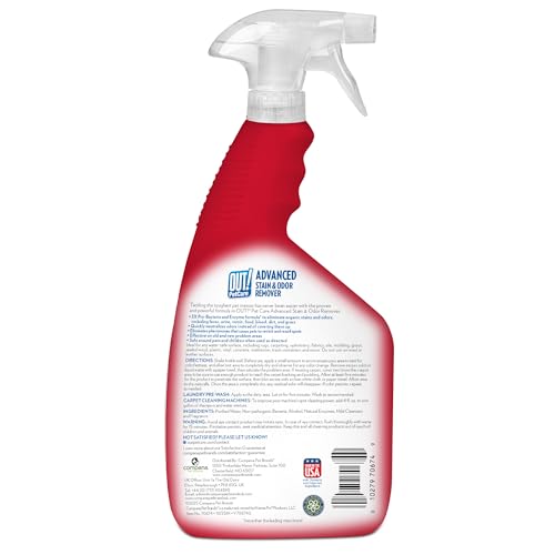 OUT! PetCare Pet Odor & Stain Remover Spray, Carpet & Floor Cleaner, Deodorizer for Dogs & Cats, Made in USA, 32 fl oz (2 Pack)
