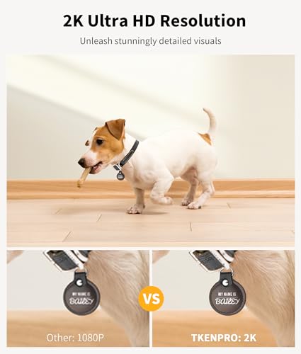 TKENPRO 2K Pet Camera Treat Dispenser, 360°View Dog Camera with Phone App, 5G&2.4G WiFi 2-Way Talk Pet Cam Indoor for Cats Remote Treat Tossing, Motion Alerts, Auto Tracking