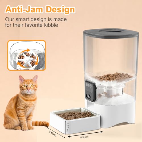 PGID Automatic Cat Feeder with Camera, 1080P HD Video with Night Vision, 2.4G WiFi Pet Feeder for Cat & Small Dog, 2-Way Audio & Meal Call Pet Food Dispenser, Motion Capturing Auto Dog Feeder 6L