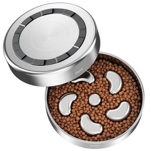 Feedoo Slow Feeder Dog Bowl-2Cups for Medium Breeds, Double Wall Food-Grade Stainless Steel, Heavy Duty with Non-Slip Rubber Base, Puzzle Maze Bowl to Slow Down Eating