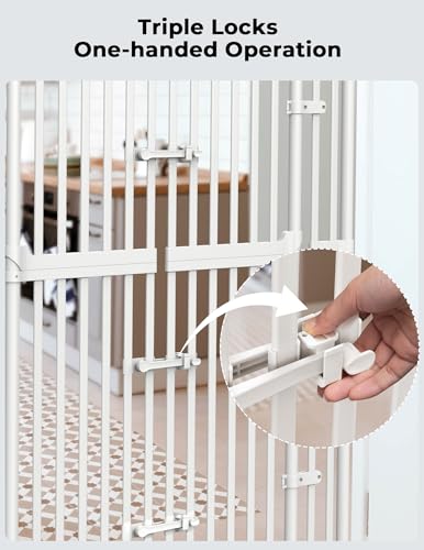 Sprouterie Extra Tall Cat Gate for Doorway: 74.8"-90.5" Tall Cat Gates for Pet 30.3"-38.2" Wide Pressure Mount No Wall Drilling for Indoor Stairs Doorway Room Door Dog Safety Barrier No Toddler