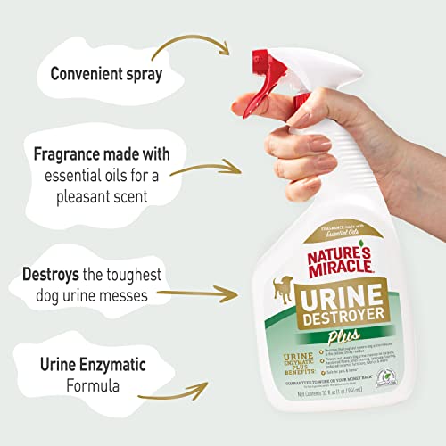 Nature's Miracle Urine Destroyer Plus for Dogs, Enzymatic Formula for Severe Dog Urine Stains, 32 oz