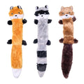 ZippyPaws Skinny Peltz - No Stuffing Dog Toy Pack to Keep Them Busy, for Medium and Large Dogs, Squeaky Pet Toys, Unstuffed Chew Toys, Soft Plush Variety Pack, Fox, Raccoon, and Squirrel - 18"