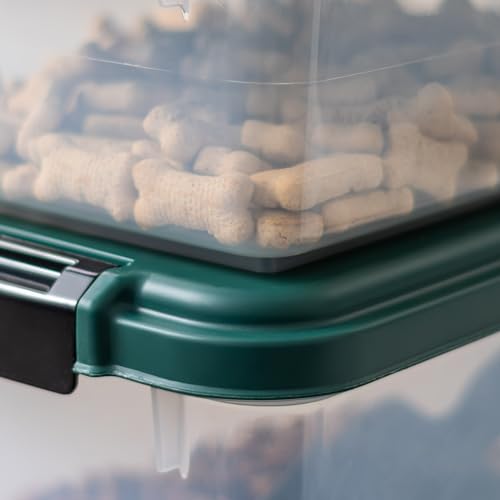 IRIS USA Remington Dog Food Storage Container, 30 lbs, 11 lbs, Airtight, Stackable, Wheels, Food Storage, Treat Box, 2-Cup Scoop