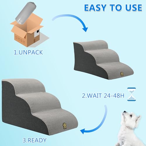 OYLZ Pet Steps Dog Stairs for Sofa Couch and Bed High Density Sponge Pet Ramp with Removable Washable Cover Non-Slip Base Stable Dog Steps 15.7" H