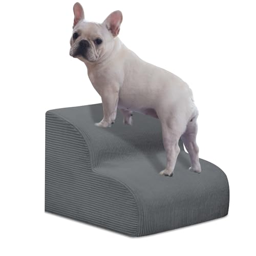 Mesa Lemon Dog Stairs & Steps for High Beds, 2 Steps High Density Foam Waterproof Dog Ramp for Small Dogs and Cats, Pet Stairs with Removable Washable Cover for Bed, Couch, Sofa and Car (H: 11.8")