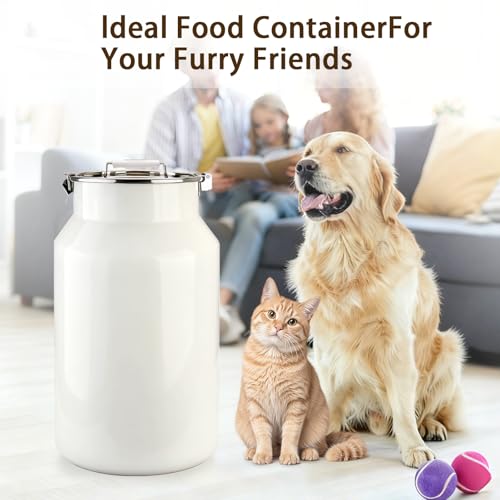 Aloxina Dog-Cat Food Storage Container 40 lb/38 Qt, Large Stainless Steel Pet Food Bin with Airtight Lid & Scoop Included, Durable 304 Metal Storage for Dogs & Cats