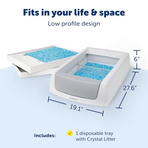 PetSafe ScoopFree Crystal Classic Self-Cleaning Litter Box System – Automatic Cat Litter Box - Advanced Odor Control – Includes Disposable Crystal Litter Tray (PAL00-17296)