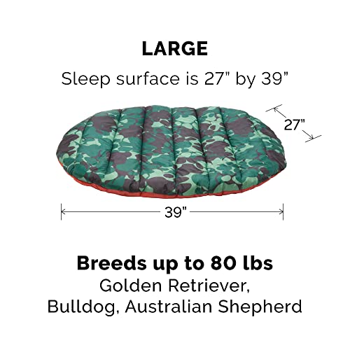Furhaven Outdoor Travel Dog Bed for Large/Medium Dogs w/ Carry Bag, Washable & Foldable, Great for Crates & Kennels - Trail Pup Travel Pillow Mat w/ Stuff Sack Bag - Paprika/Camo-Paw, Large