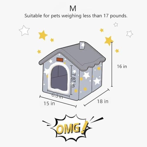 BXEBUI Dog House Indoor Memory Sponge, Foldable Dog House Kennel Bed Mat with Cushion for Small Medium Large Dogs Cats, Winter Warm Cat Nest Puppy Cave Sofa Pet Products (Medium)