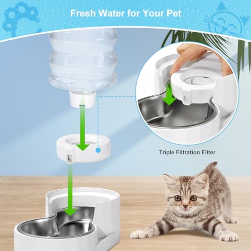 4 Pack Replacement Filters for 3.6L/4.6L/6L/8L Gravity Pet Water Dispenser, YOIHABV Dog Water Filter Replacement, Triple Filtration Pet Fountain Filter, Water Feeder Filter for Cat and Dog(1 Brush)