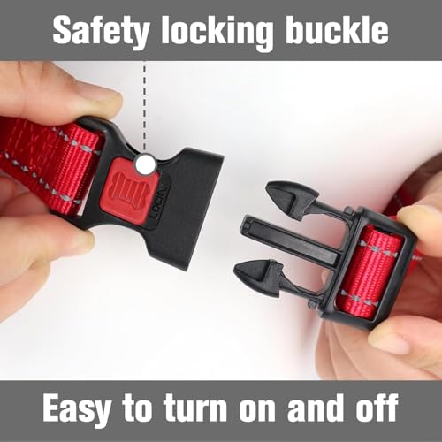 Joytale Martingale Collar for Dogs, Reflective Escape Proof Training Dog Collars with Safety Lock Buckle, No Slip Soft Nylon for Medium Pets, Red, M