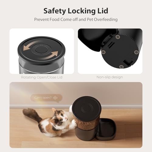 IMIPAW Automatic Cat Feeder, 5G WiFi Cat Food Dispenser with APP Remote Control, Pet Dry Food Smart Feeder, Programmable Timed Feeding, Dual Power Supply, 1-10 Meals Per Day, Desiccant Bag, Small pets