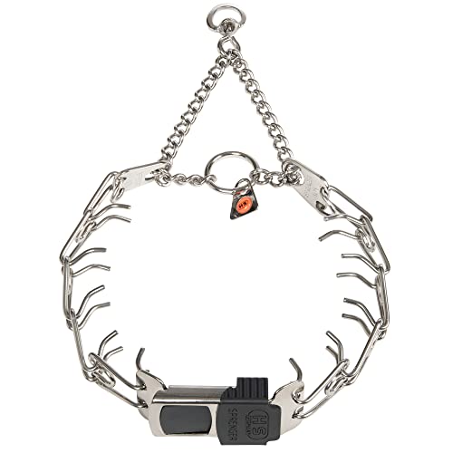 Herm Sprenger Dog Training Prong Collar with Quick Release Cliclock Buckle & Swivel Ring | Adjustable Length German Made Stainless Steel Collar for Small to Medium Dogs Up to 15" Neck (2.25mm Prongs)