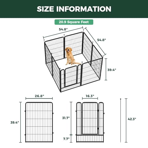 FXW Rollick Unleashed Dog Playpen for Indoor, Yard, RV Camping, 40 inch 8 Panels for Medium and Large Dogs, Black│Patented