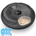 Casfuy Automatic Cat Feeder Cordless - Automatic Cat Food Dispenser with Stainless Steel Tray for Wet Food Rechargeable Auto Feeder for Cats Small Dogs with Programmable Timer Low Battery Indicator