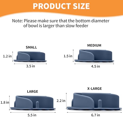 Slow Feeder Dog Bowls Insert, Bestalk Soft Silicone Slow Eating Feeder Insert with Suction Cups for Small, Medium and Large Dogs, Fit into Basic and Elevated Dog Bowls, Dark Blue