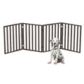 Pet Gate - 4-Panel Indoor Foldable Dog Fence for Stairs, Hallways or Doorways - 72x24-Inch Retractable Wood Freestanding Dog Gates by PETMAKER (Brown)