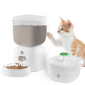 HX HECLX Automatic Cat Feeder with 3L Dry Cat Food Dispenser and 2L Water Fountain, Timed Dog Feeder with Portion Control and Daily Meals, Wire/Battery Automatic Feeders, White